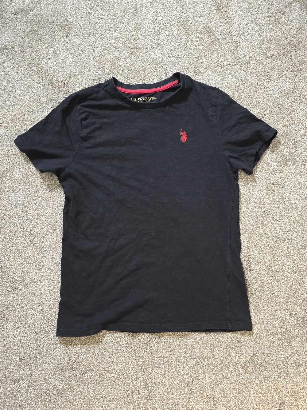 U.S. Polo Assn. Black Short Sleeve Crew Tee with Red Logo